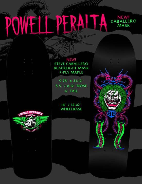 Powell Peralta Caballero Blacklight Mask 9.75" Skateboard Deck - SkateTillDeath.com