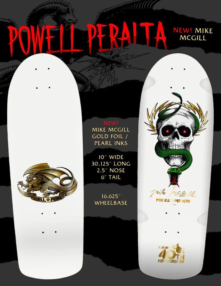 Pre-Order Now: Powell Peralta 40th Anniversary McTwist Edition Skull & Snake Deck (white edition) - SkateTillDeath.com