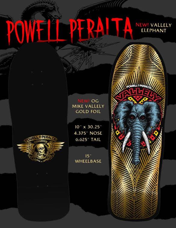 Pre-Order Now: Powell Peralta Mike Vallely Elephant Classic Deck (Gold Foil) 9.85" x 30" - SkateTillDeath.com