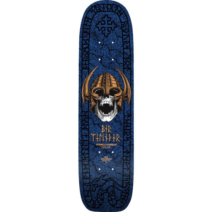 Powell Peralta Per Welinder Nordic Skull Freestyle Skateboard Deck Navy/Gold - 7.25 x 27 - SkateTillDeath.com