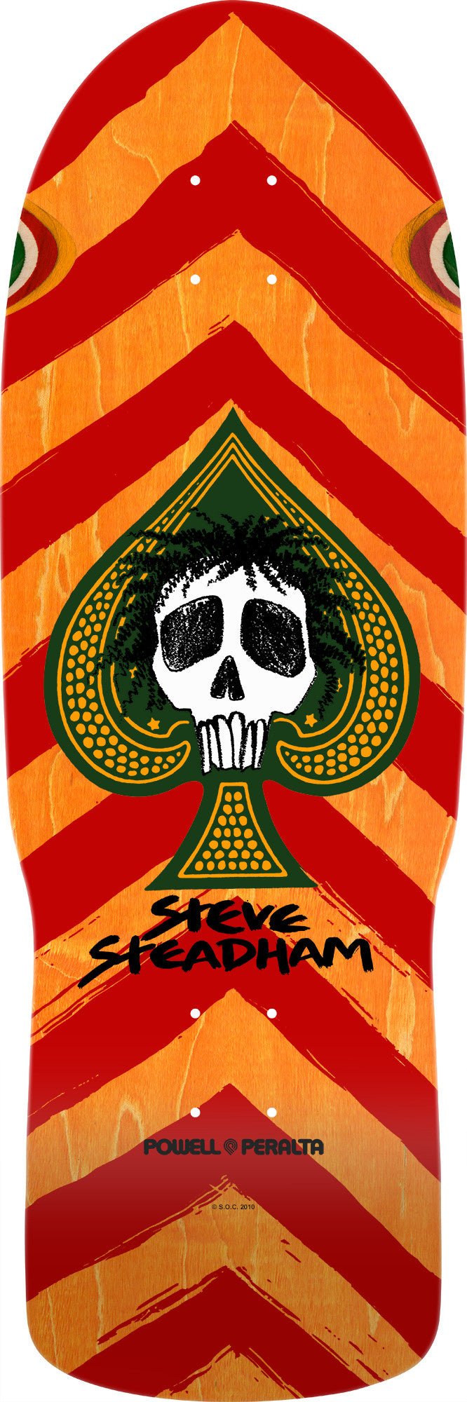 Powell Peralta Steadham Skull & Spade Reissue Skateboard Deck Orange Stain - 10.00 X 30.125 - SkateTillDeath.com