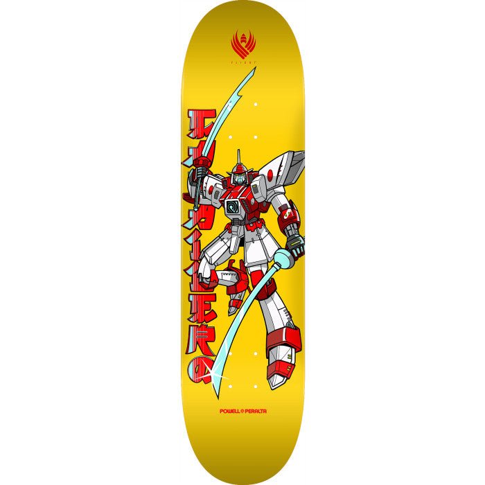 Powell Peralta Steve Caballero Gundam FLIGHT Skateboard Deck Yellow - Shape  243 - K20 8.25 x 31.95 - SkateTillDeath.com