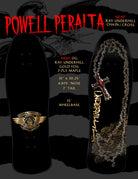 Pre - Order Now: Powell - Peralta Ray Underhill Chain & Cross 10" Gold Foil Skateboard Deck - SkateTillDeath.com