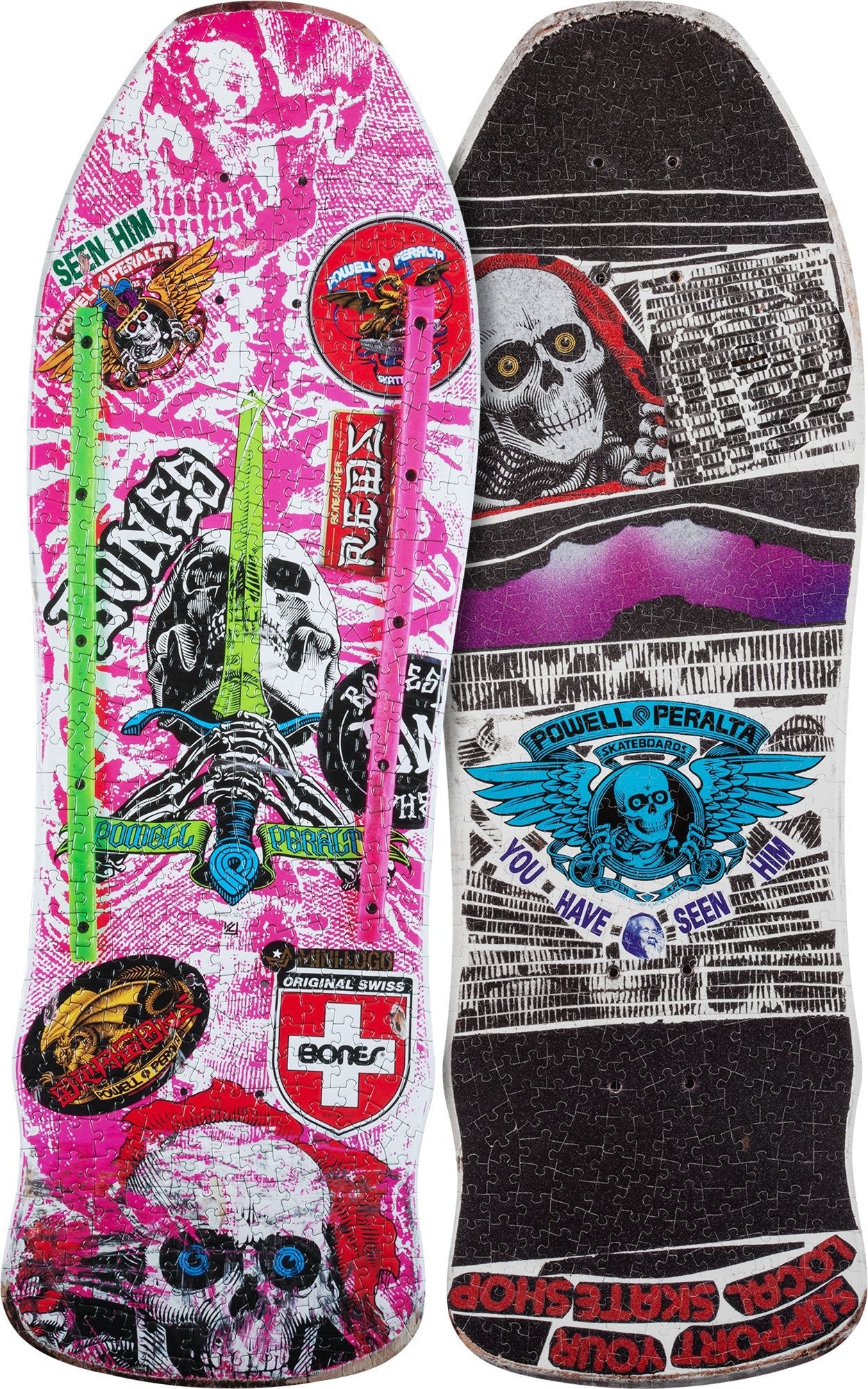 Powell Peralta Puzzle Skull & Sword GeeGah Pink - SkateTillDeath.com